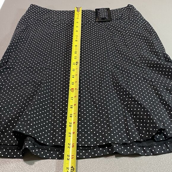Vintage MKM DESIGNS Midi Skirt Polka Pin Dot Peplum Buckle Womens 7 8 Black - Picture 8 of 9